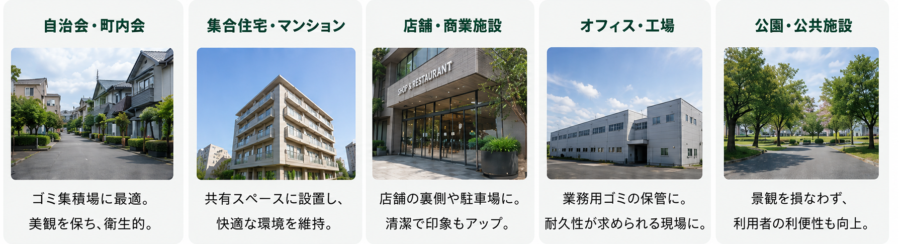 おすすめの設置場所・用途